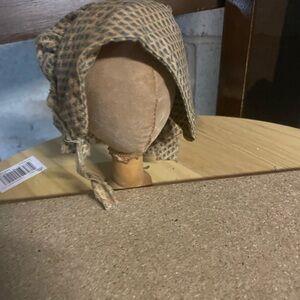 Vintage Style Doll Hat Brown and Tan Bonnet